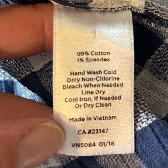 Women's TALBOTS Blue White Gingham Plaid Long Sleeve Shirt Tunic Button Top 3Xp - Picture 11 of 12